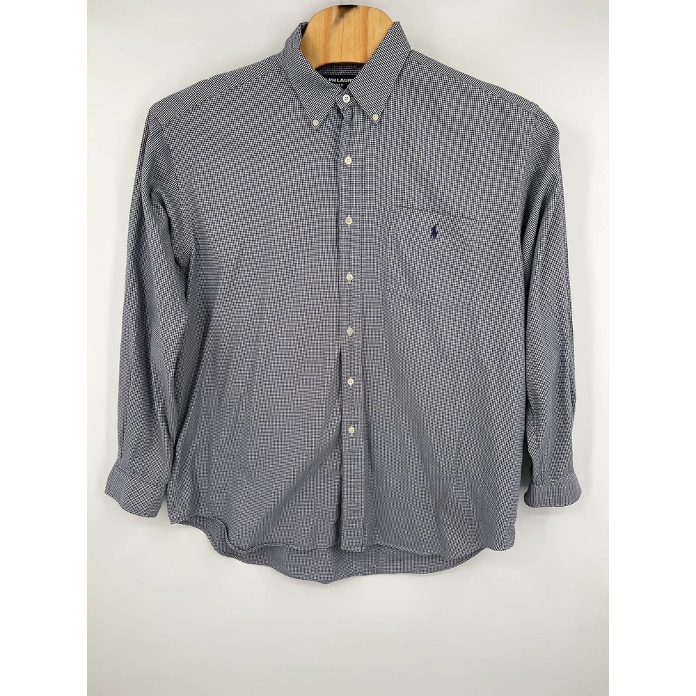 Ralph Lauren golf Men's small check long sleeve button down shirt size L
